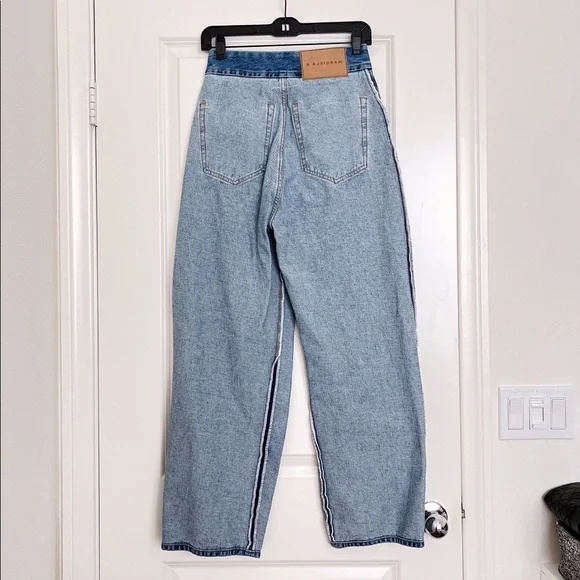 NWT MM6 Maison Margiela Inside Out Wide Leg Jeans - Picture 6 of 9